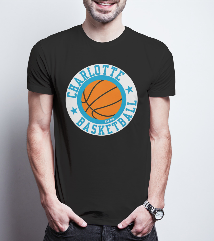 Charlotte Basketball Est 1988 Logo Vintage Style Circle Emblem T-Shirt