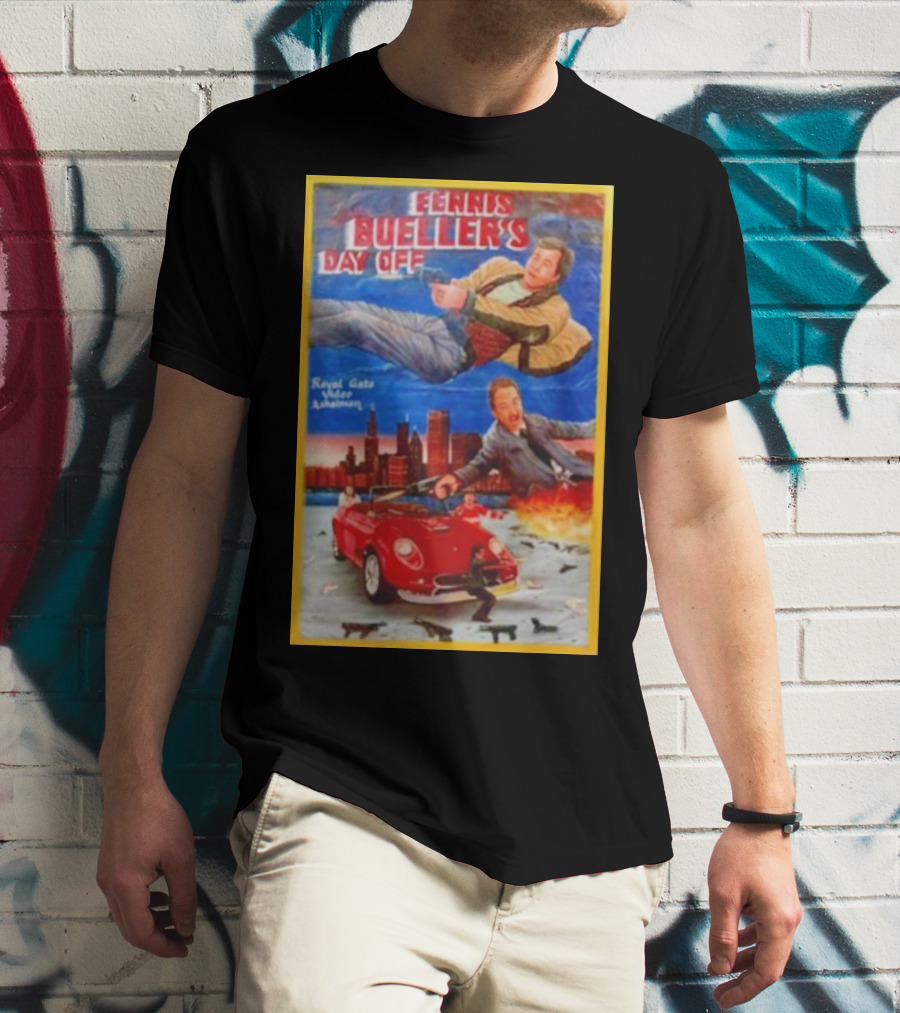 Ferris Bueller's Day Off Royal Gato Video Ashaiman Explosive Artwork With Thrilling City Escape T-Shirt