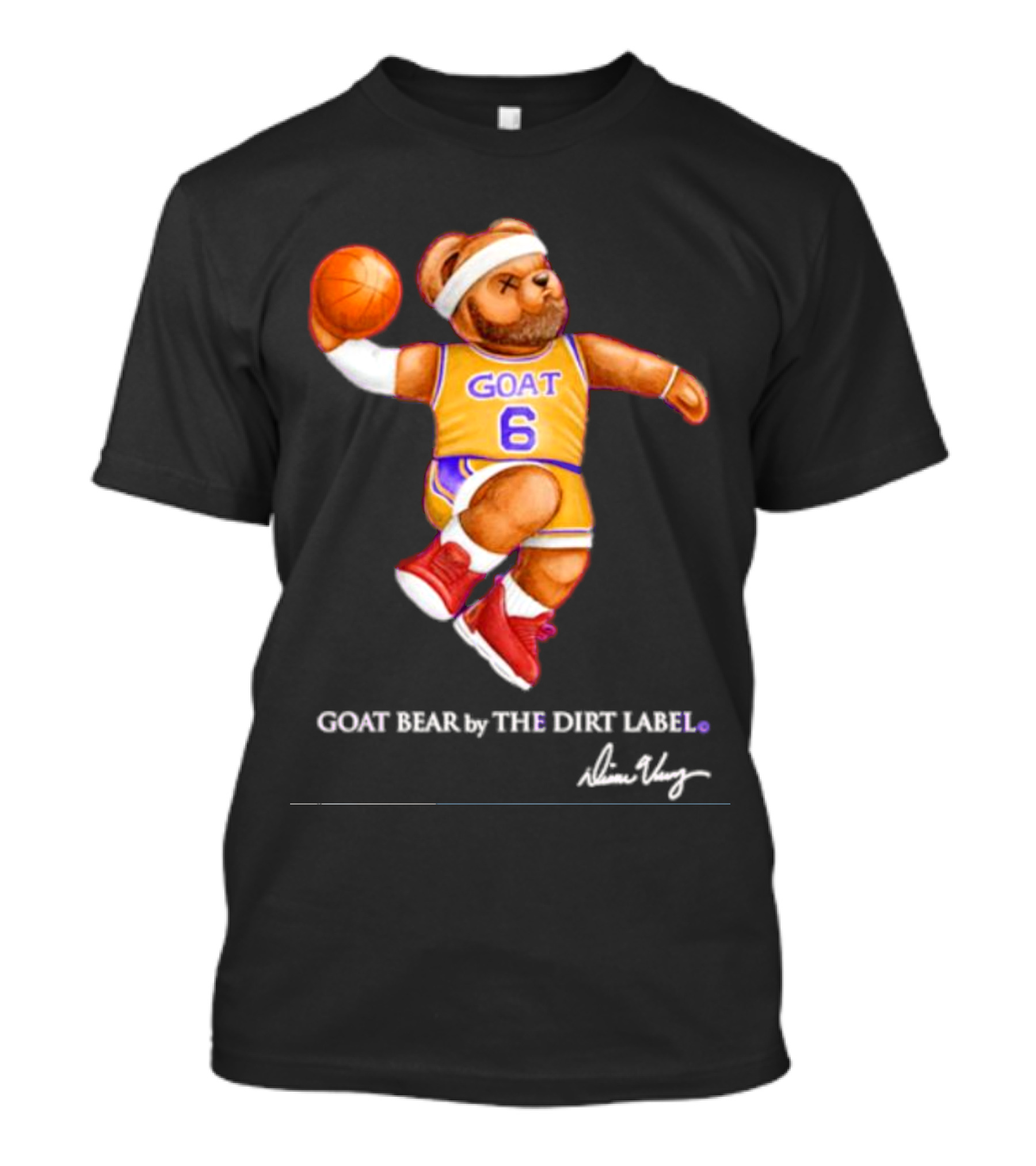 Los Angeles Lakers LeBron James GOAT Bear By The Dirt Label 6 T-Shirt