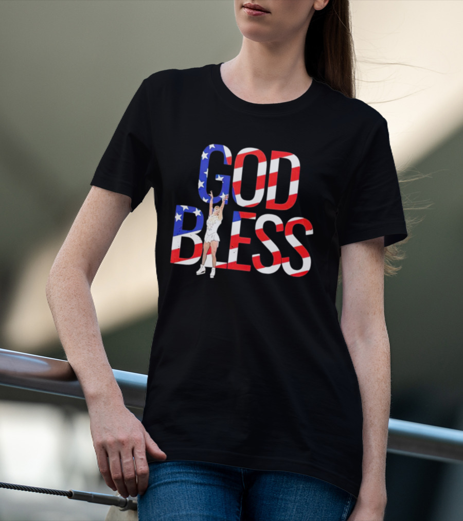 Men’s Tonya Harding God Bless American Flag Figure Skater T-Shirt