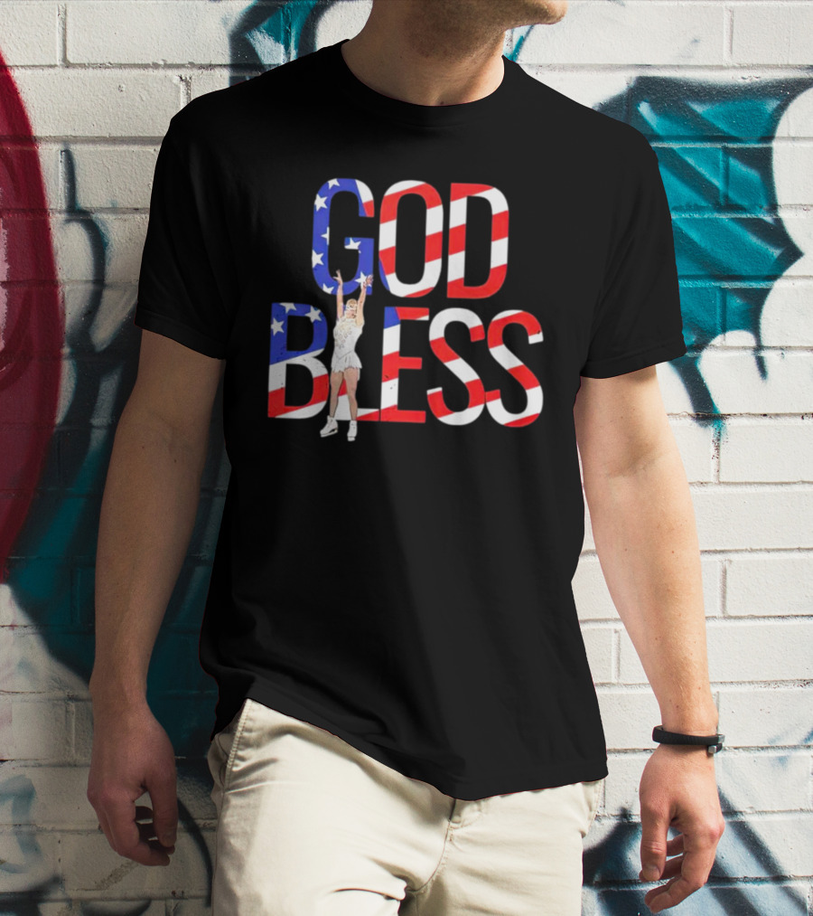 Men’s Tonya Harding God Bless American Flag Figure Skater T-Shirt