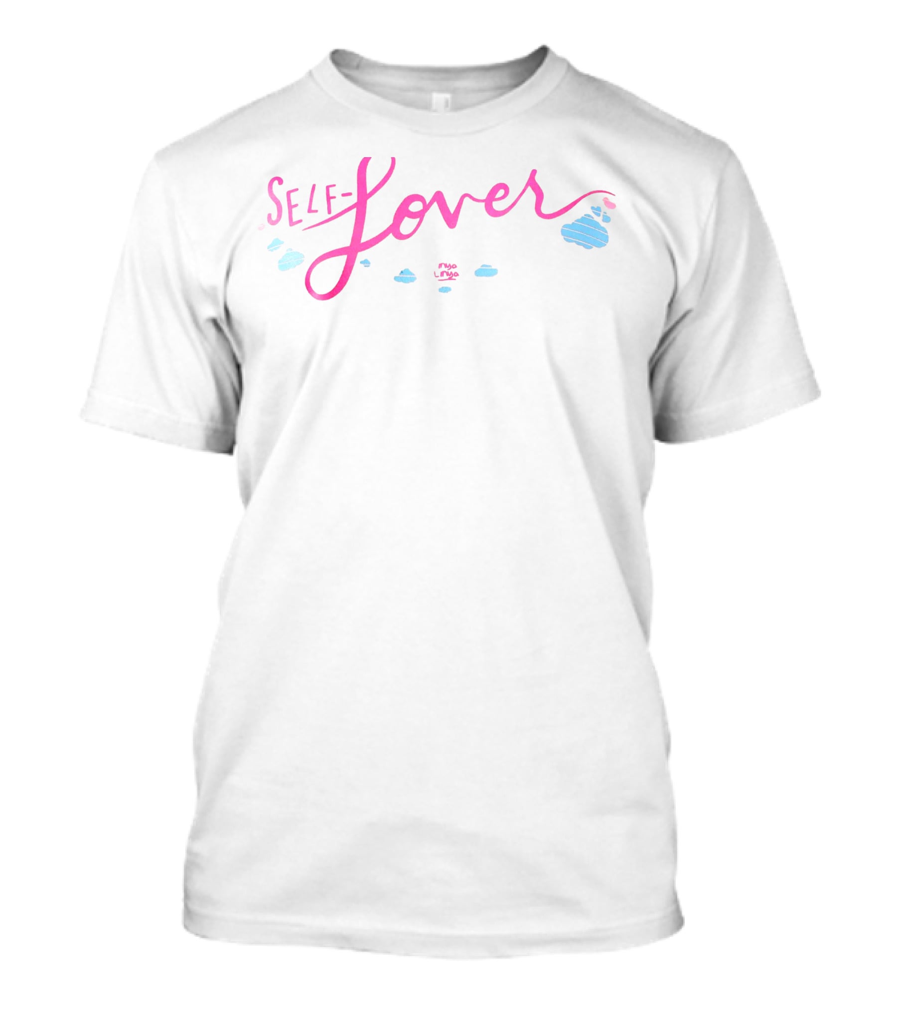 Linya Linya Merch Pink Script Self Lover With Clouds T-Shirt