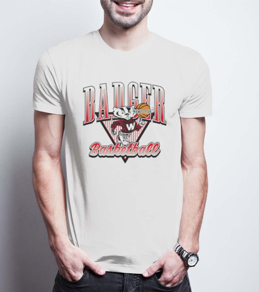 Badger Basketball Wisconsin Basketball Ringer T-Shirt