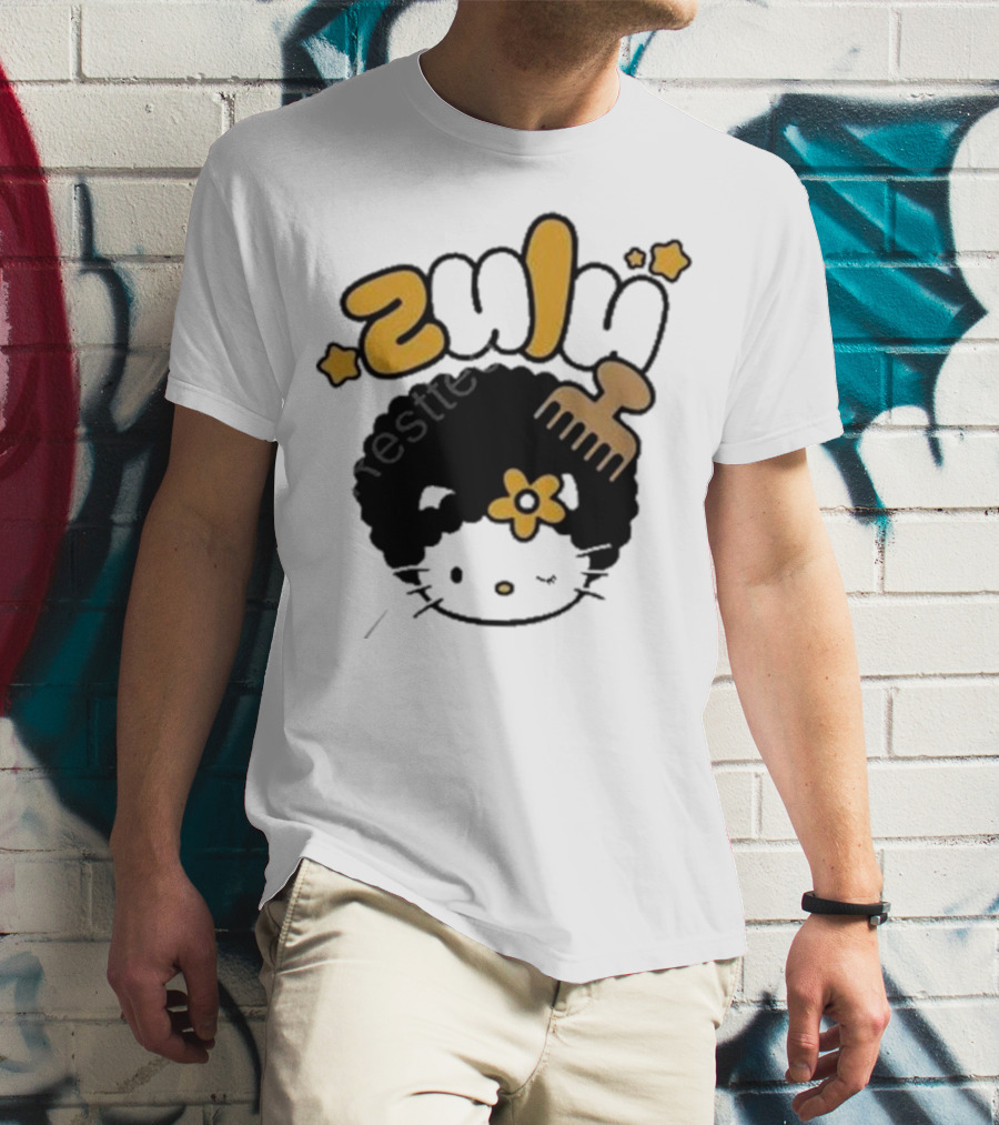 Zulu Kitty Afro Comb And Star T-Shirt
