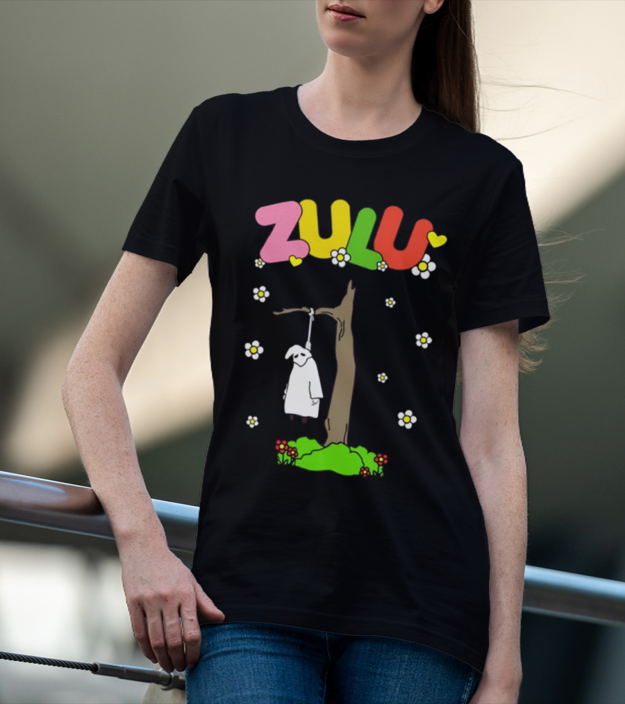 Zulu Hanging Tree With Colorful Text And Heart Flowers T-Shirt