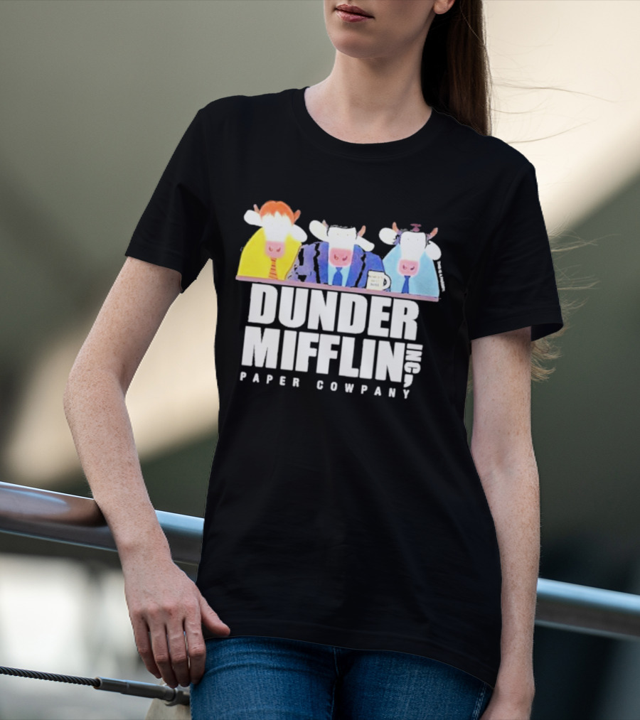 Dunder Mifflin Inc Paper Cowpany Cow Characters T-Shirt