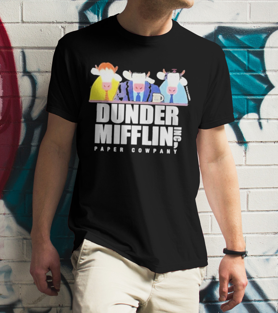 Dunder Mifflin Inc Paper Cowpany Cow Characters T-Shirt