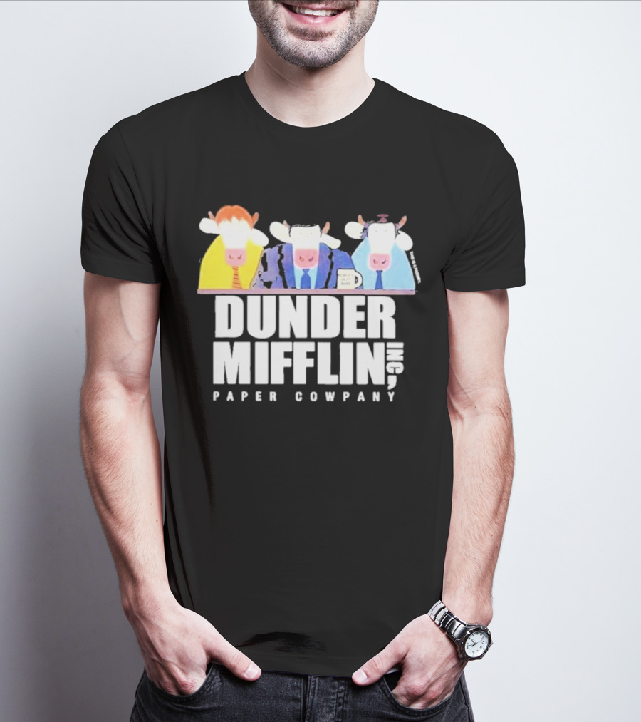 Dunder Mifflin Inc Paper Cowpany Cow Characters T-Shirt