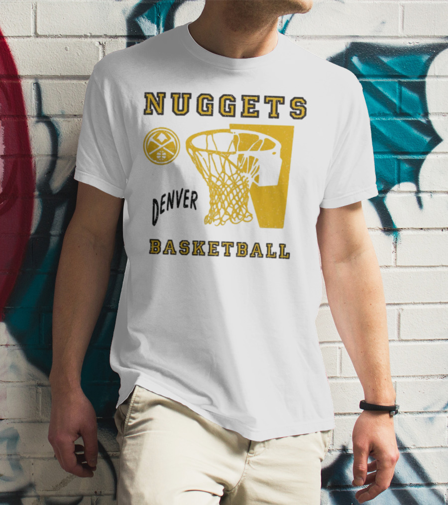 Nuggets Denver Basketball Slam Dunk White Men's Junk Food T-Shirt