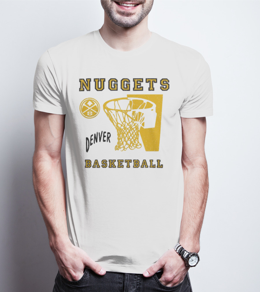 Nuggets Denver Basketball Slam Dunk White Men's Junk Food T-Shirt