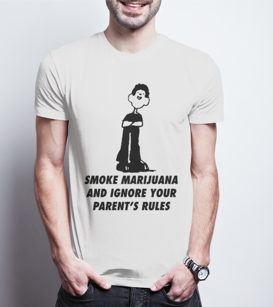 Smoke Marijuana And Ignore Your Parent’s Rules Stick Figure Standing With Crossed Arms T-Shirt