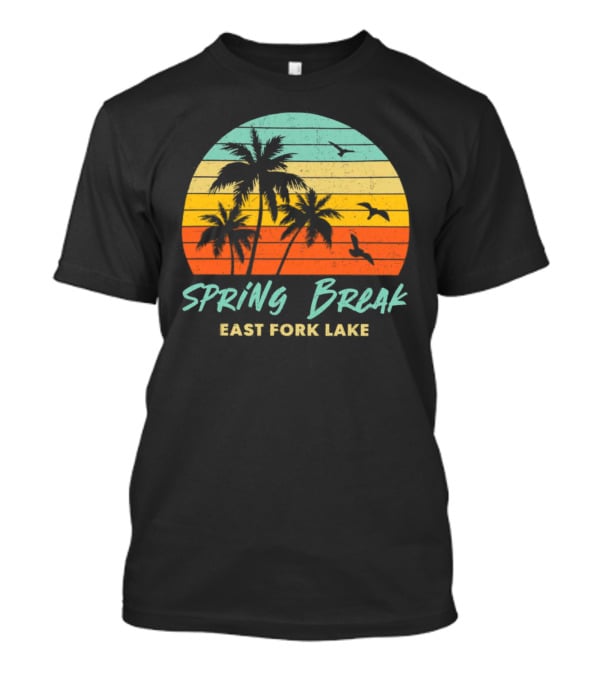 Spring Break East Fork Lake Sunset Palm Trees And Birds T-Shirt