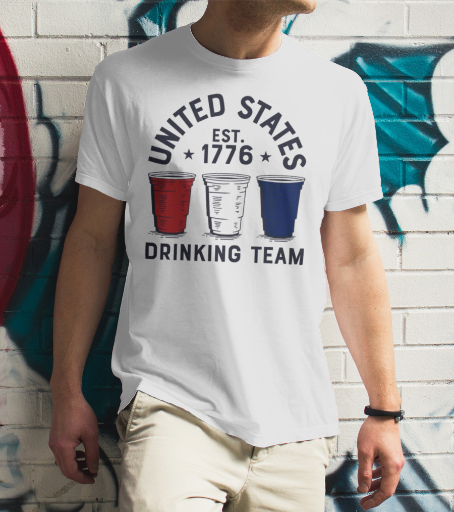 United States Drinking Team Est 1776 Red White Blue Cups T-Shirt