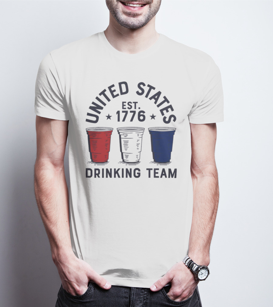 United States Drinking Team Est 1776 Red White Blue Cups T-Shirt
