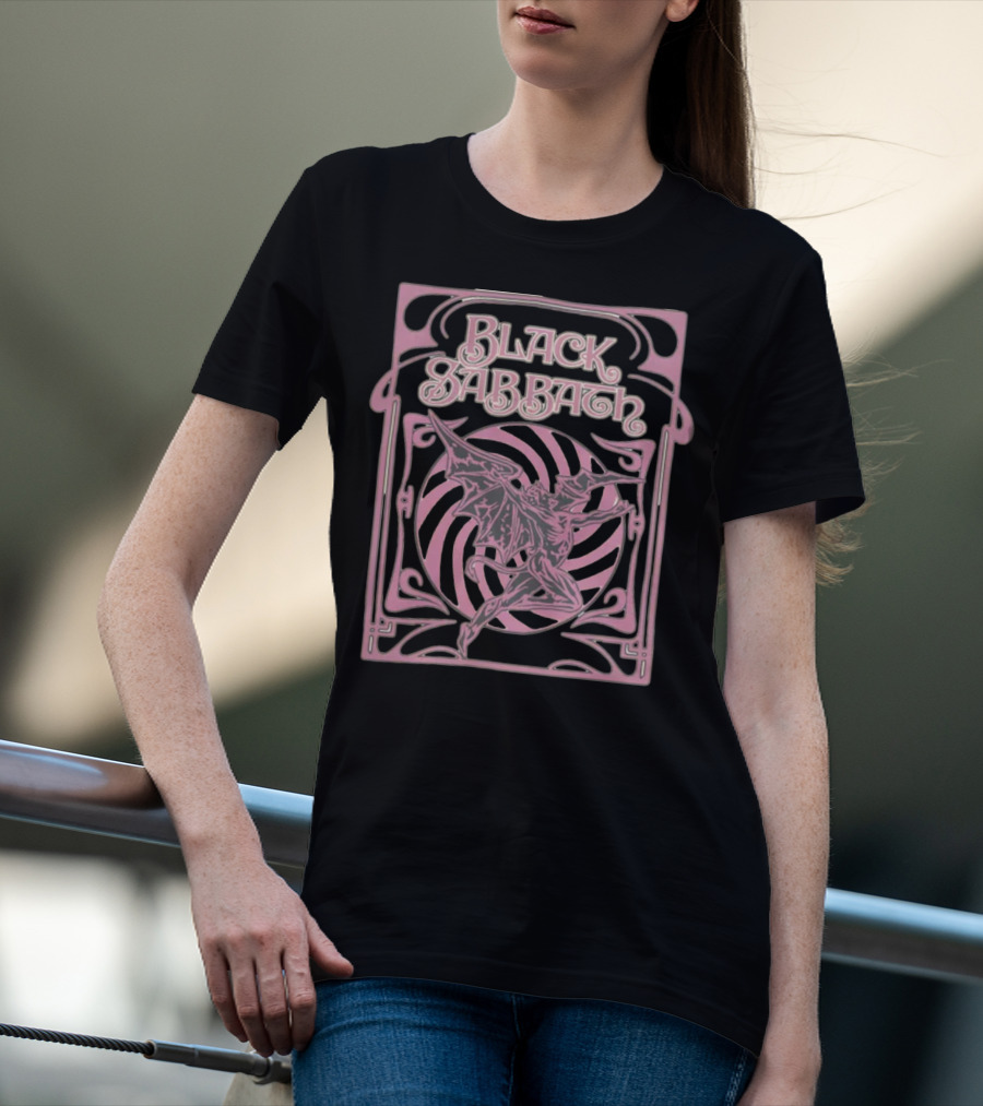 Black Sabbath Pastel Demon Art Nouveau Spiral T-Shirt