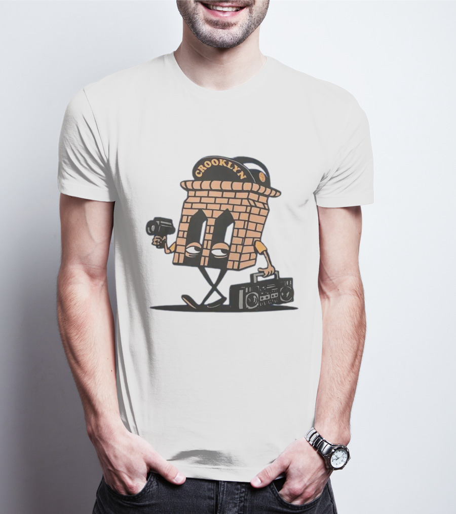 Crooklyn Brick Character With Camera And Boombox T-Shirt