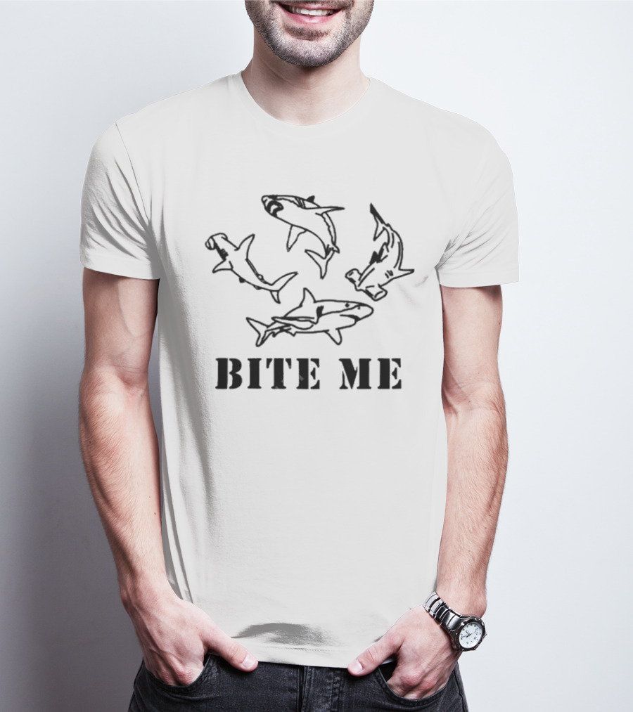Bite Me Shark With Hammerhead And Great White T-Shirt
