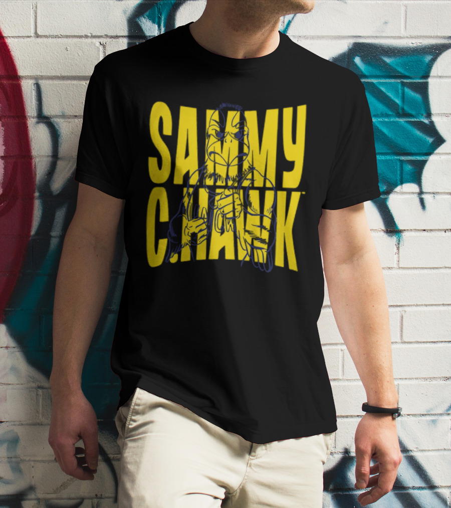 UNC Wilmington Seahawks Sammy C. Hawk Bold Yellow Text With Mascot Outline T-Shirt