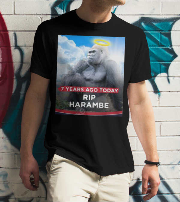 7 Years Ago Today Rip Harambe Halo Clouds T-Shirt