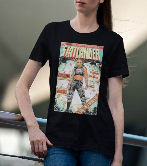 All Elite Wrestling Kris Statlander Comic Design New Knees Cosmic Woman Back T-Shirt