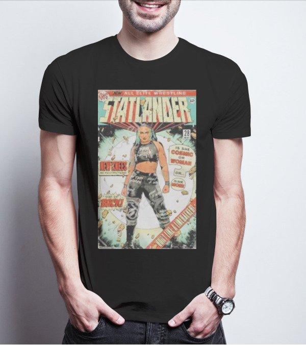 All Elite Wrestling Kris Statlander Comic Design New Knees Cosmic Woman Back T-Shirt