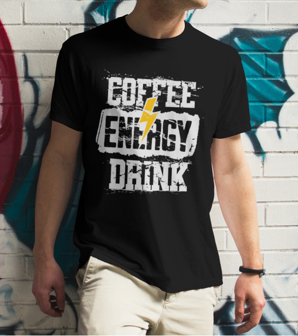 Coffee Energy Drink Grunge Bolt Lightning T-Shirt