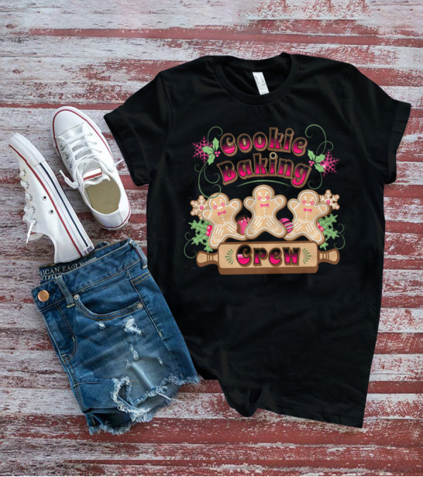 Cookie Baking Crew Gingerbread Ginger Festive Holiday Snowflakes T-Shirt