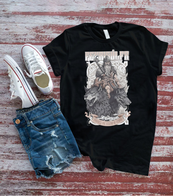 Fenrisúlfr Embrace The Legend Of Fenrir Viking Warrior With Wolves T-Shirt