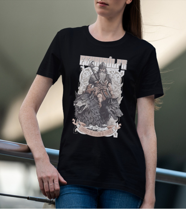 Fenrisúlfr Embrace The Legend Of Fenrir Viking Warrior With Wolves T-Shirt