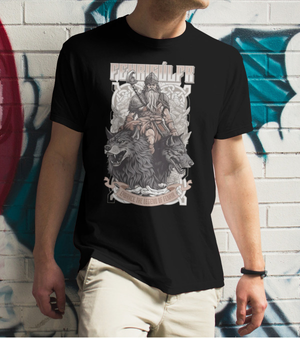Fenrisúlfr Embrace The Legend Of Fenrir Viking Warrior With Wolves T-Shirt