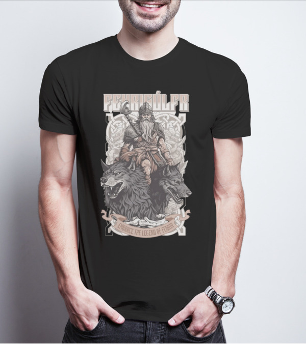 Fenrisúlfr Embrace The Legend Of Fenrir Viking Warrior With Wolves T-Shirt