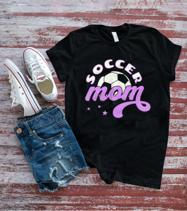 Soccer Mom Retro Style With Soccer Ball And Stars T-Shirt