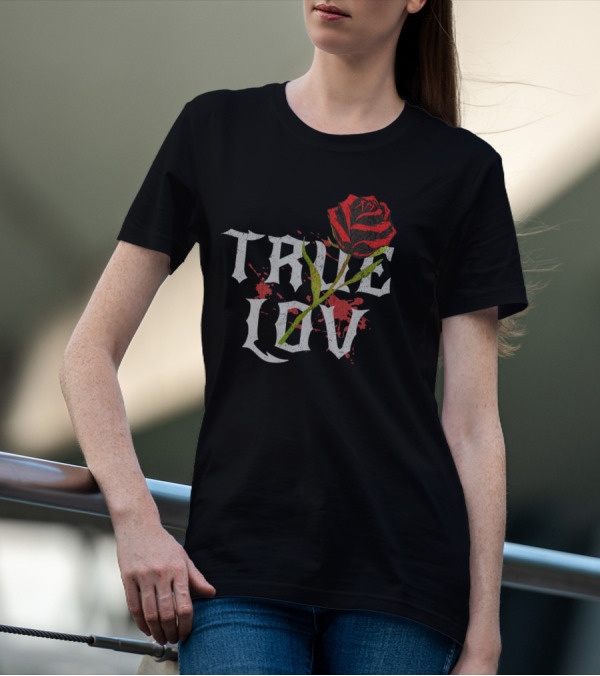 True Love Gothic Rose With Red Splatter T-Shirt