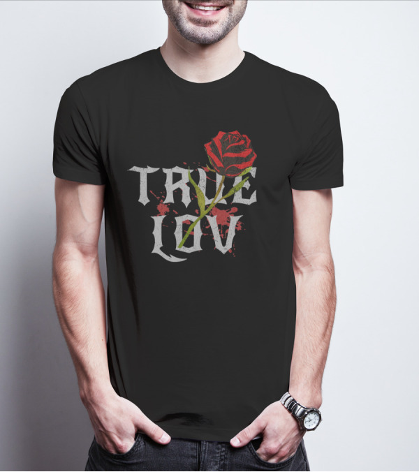 True Love Gothic Rose With Red Splatter T-Shirt