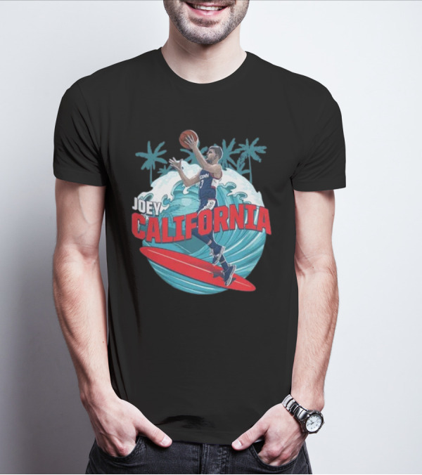 Joey California Basketball Surfing UConn Wave Palms T-Shirt