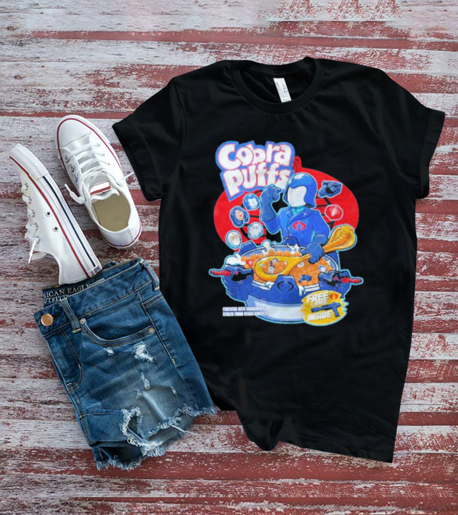 Cobra Puffs Free Laser Inside Funko Pop Style Cereal Commander Cartoon Scene T-Shirt