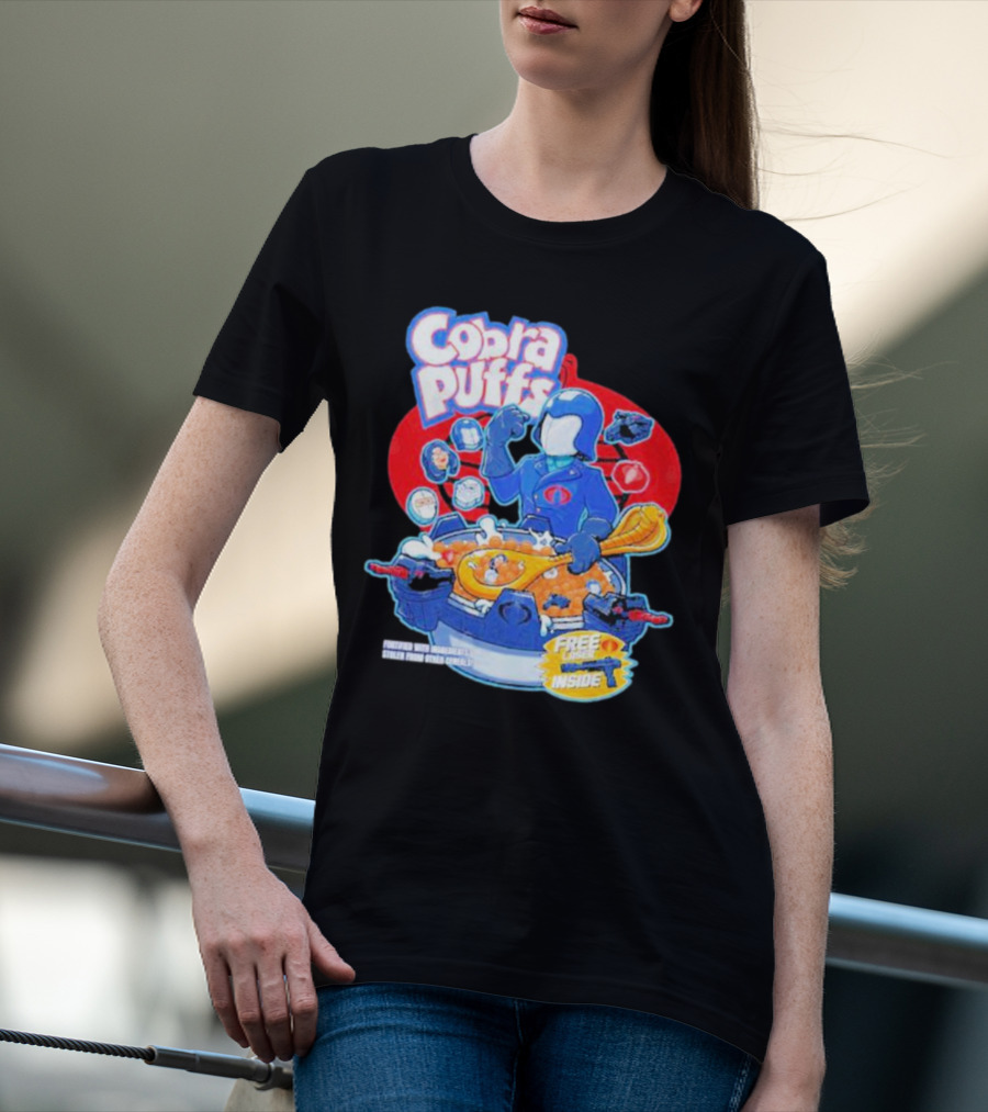Cobra Puffs Free Laser Inside Funko Pop Style Cereal Commander Cartoon Scene T-Shirt