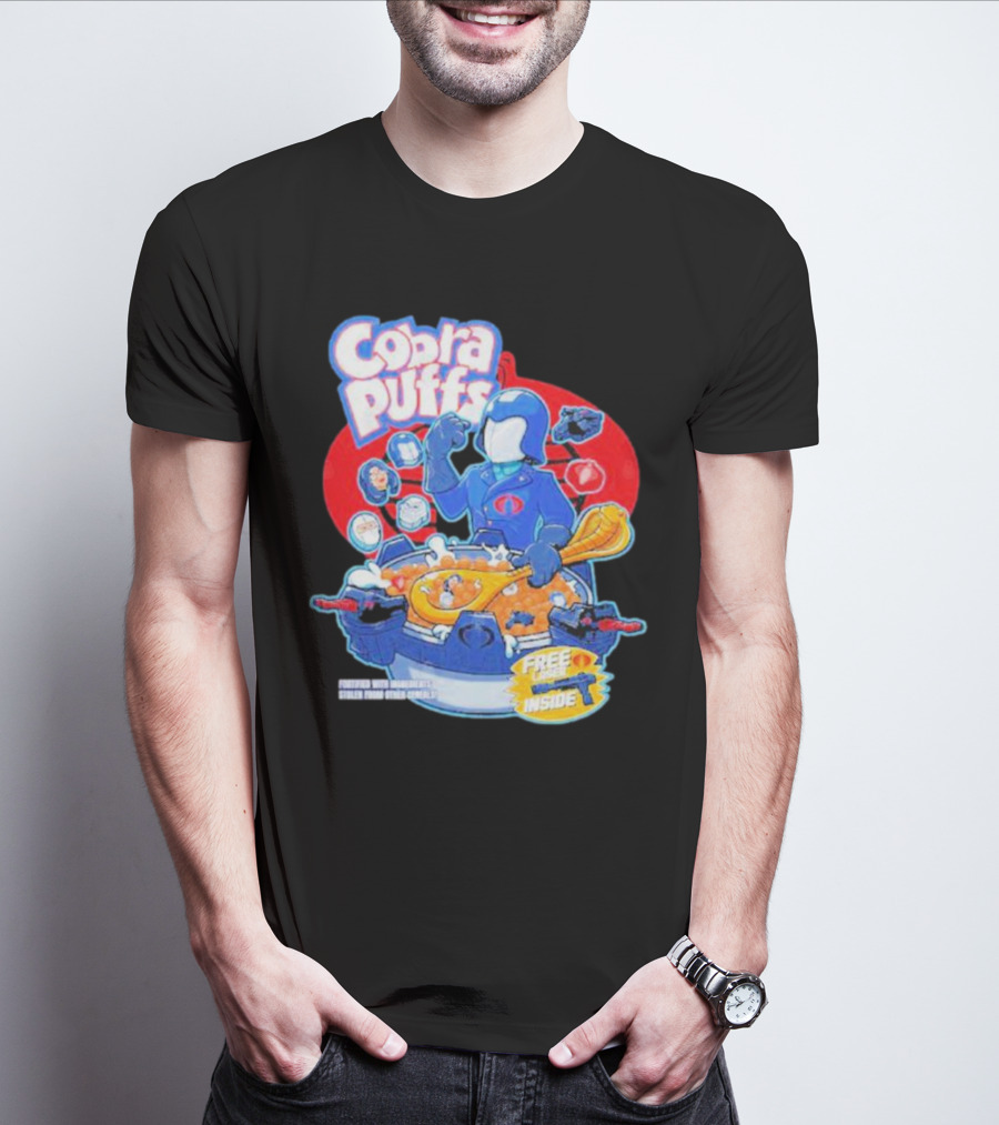 Cobra Puffs Free Laser Inside Funko Pop Style Cereal Commander Cartoon Scene T-Shirt