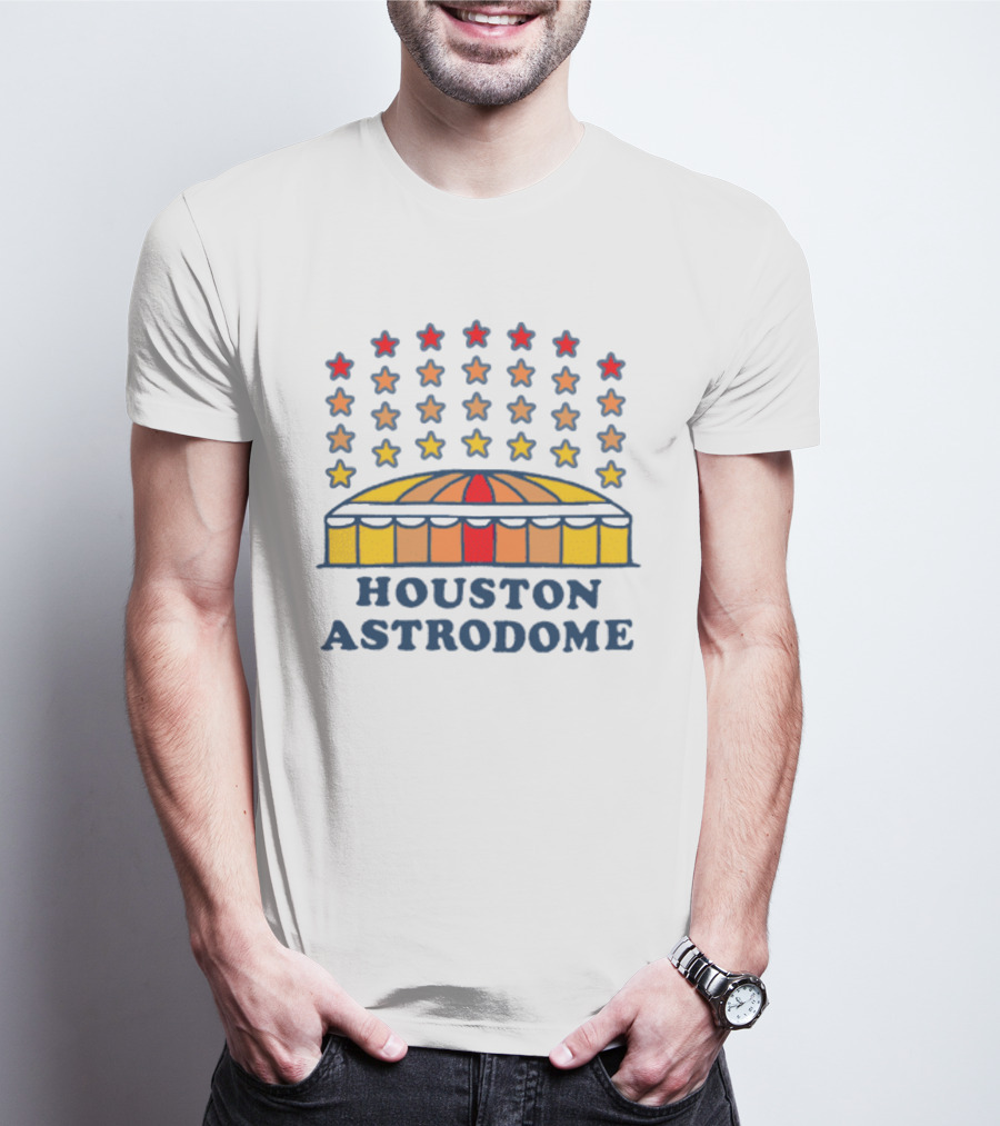 Houston Astrodome Stars Dome With Colorful Red Orange Yellow Stars T-Shirt