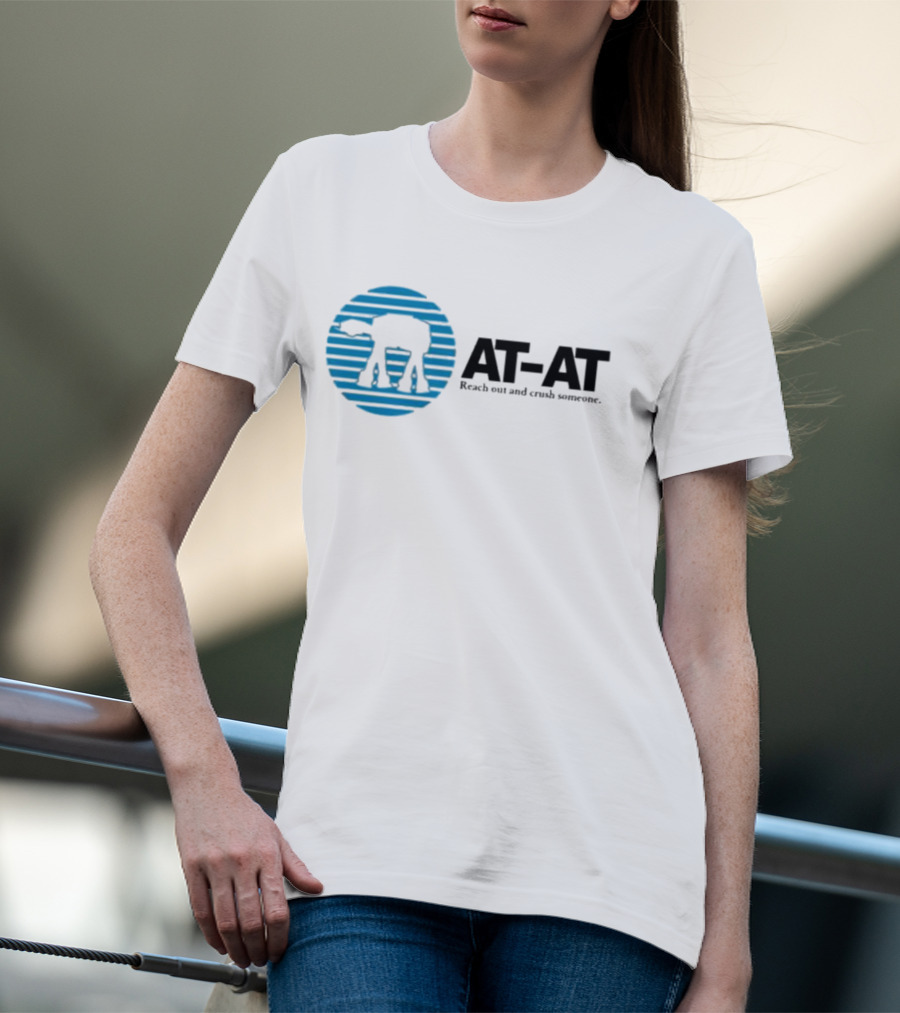 AT-AT Reach Out And Crush Someone Retro Circle Motif T-Shirt