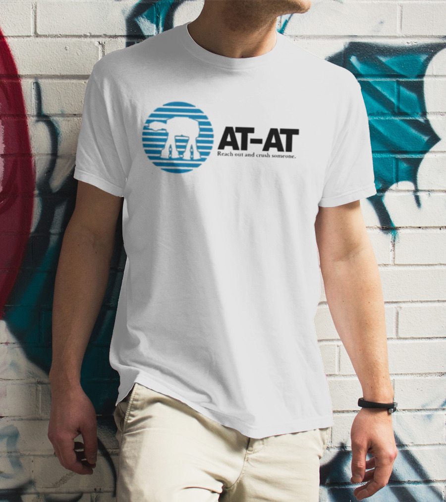 AT-AT Reach Out And Crush Someone Retro Circle Motif T-Shirt
