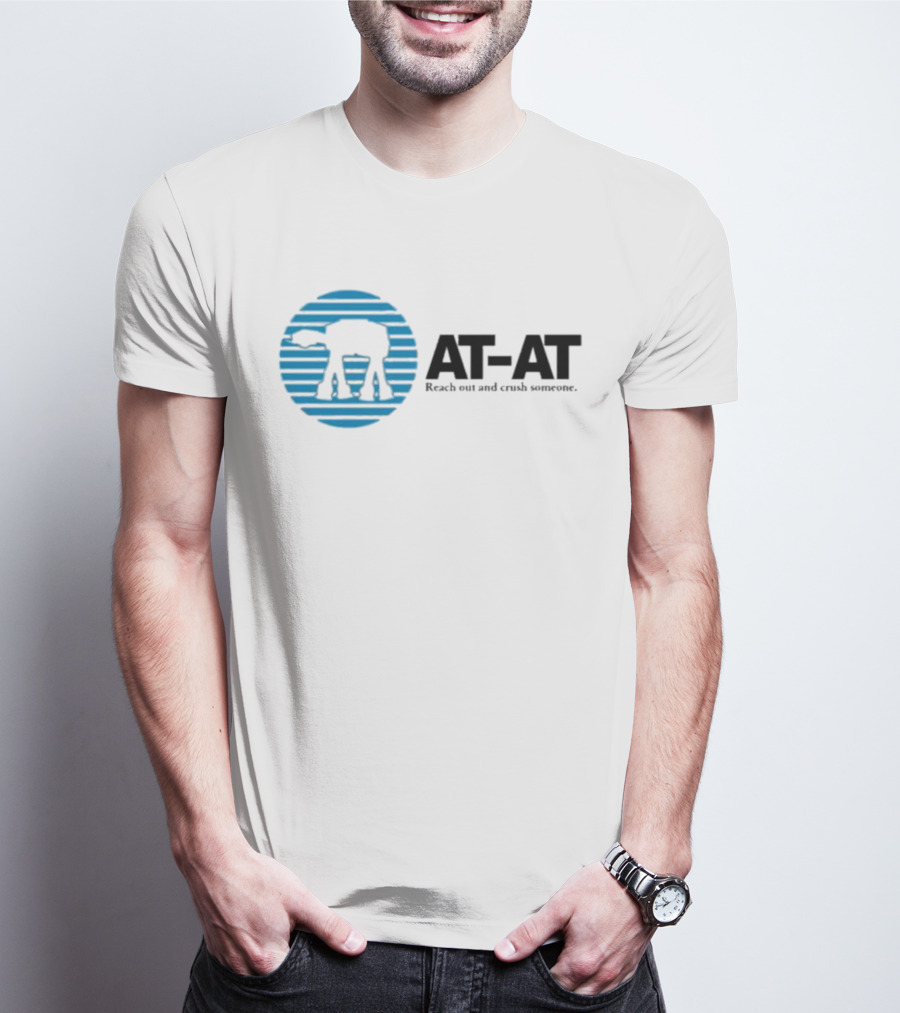 AT-AT Reach Out And Crush Someone Retro Circle Motif T-Shirt
