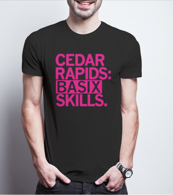 Cedar Rapids Basix Skills Retro Bold Typography T-Shirt