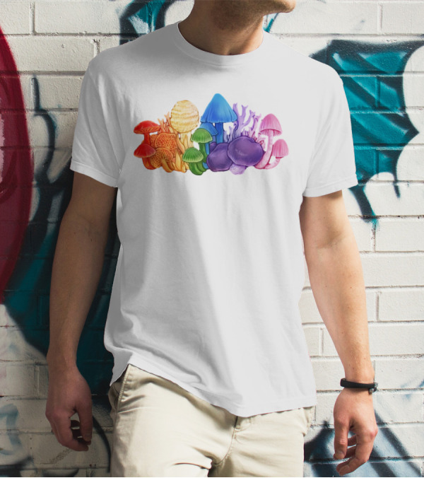 NZ Rainbow Fungi Colorful Mushroom Collection T-Shirt
