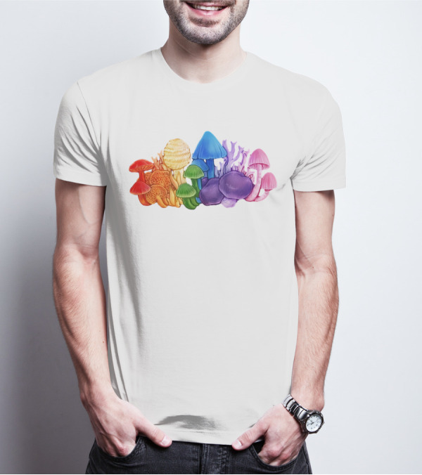 NZ Rainbow Fungi Colorful Mushroom Collection T-Shirt