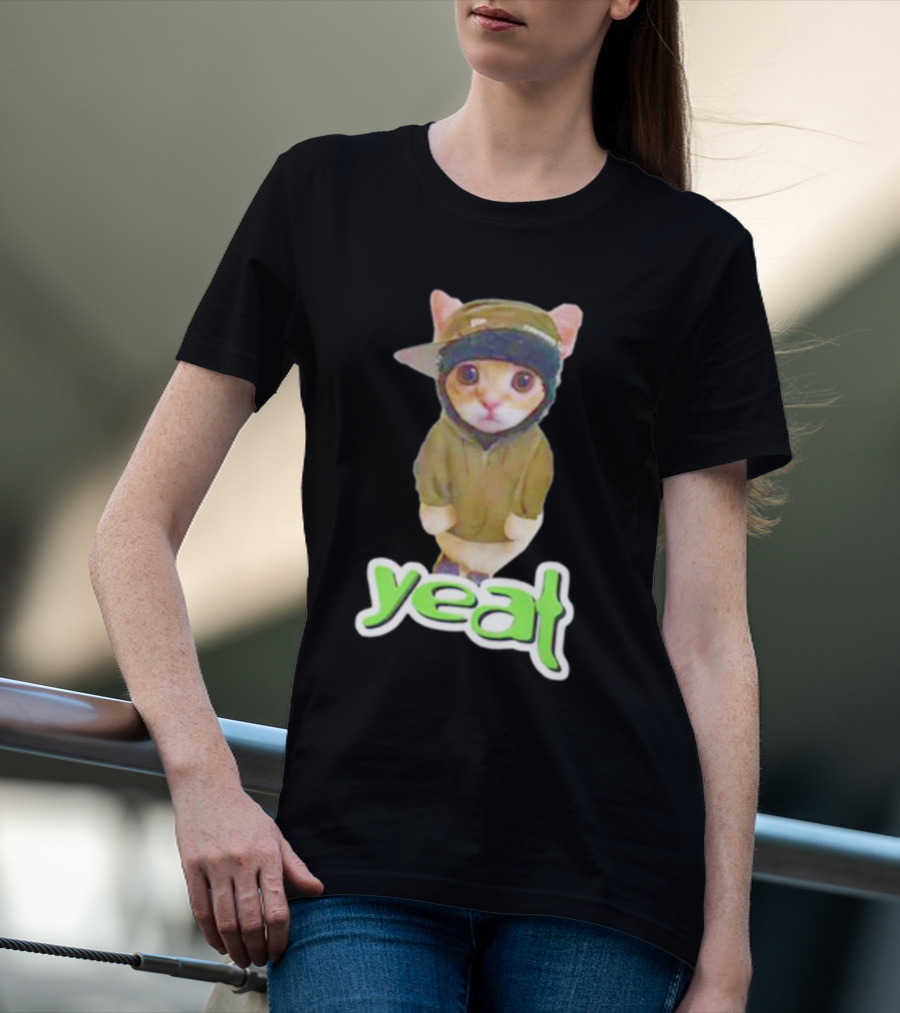 Yeat Cat Funny Hoodie And Cap Cat Image T-Shirt