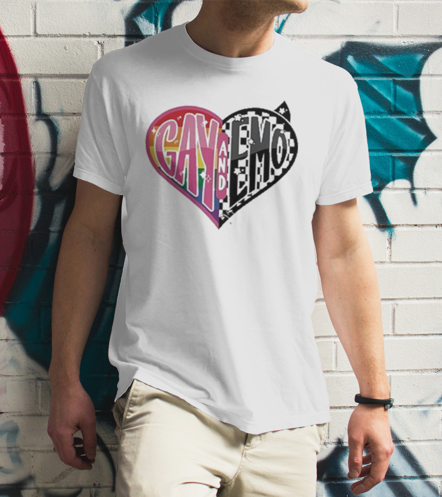 Gay And Emo Rainbow Heart T-Shirt