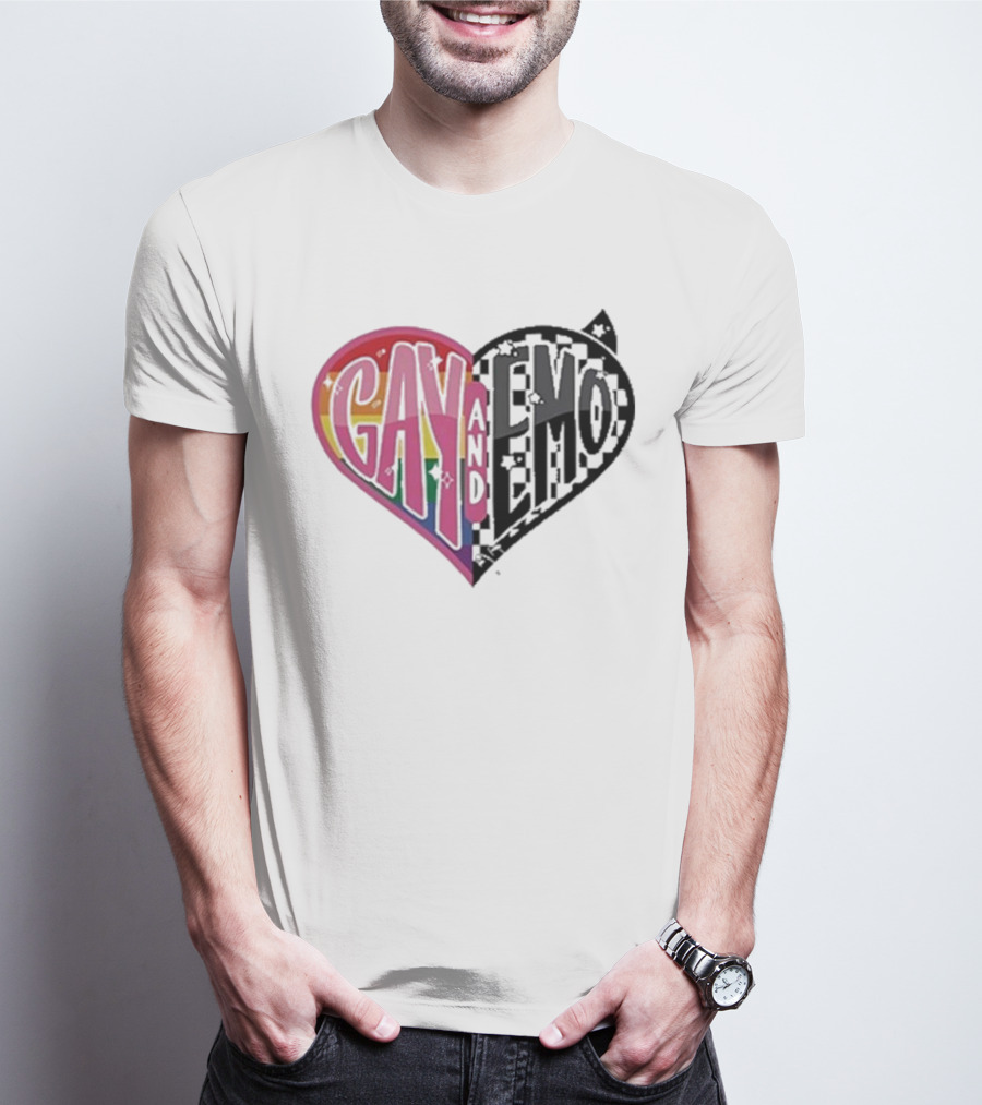 Gay And Emo Rainbow Heart T-Shirt