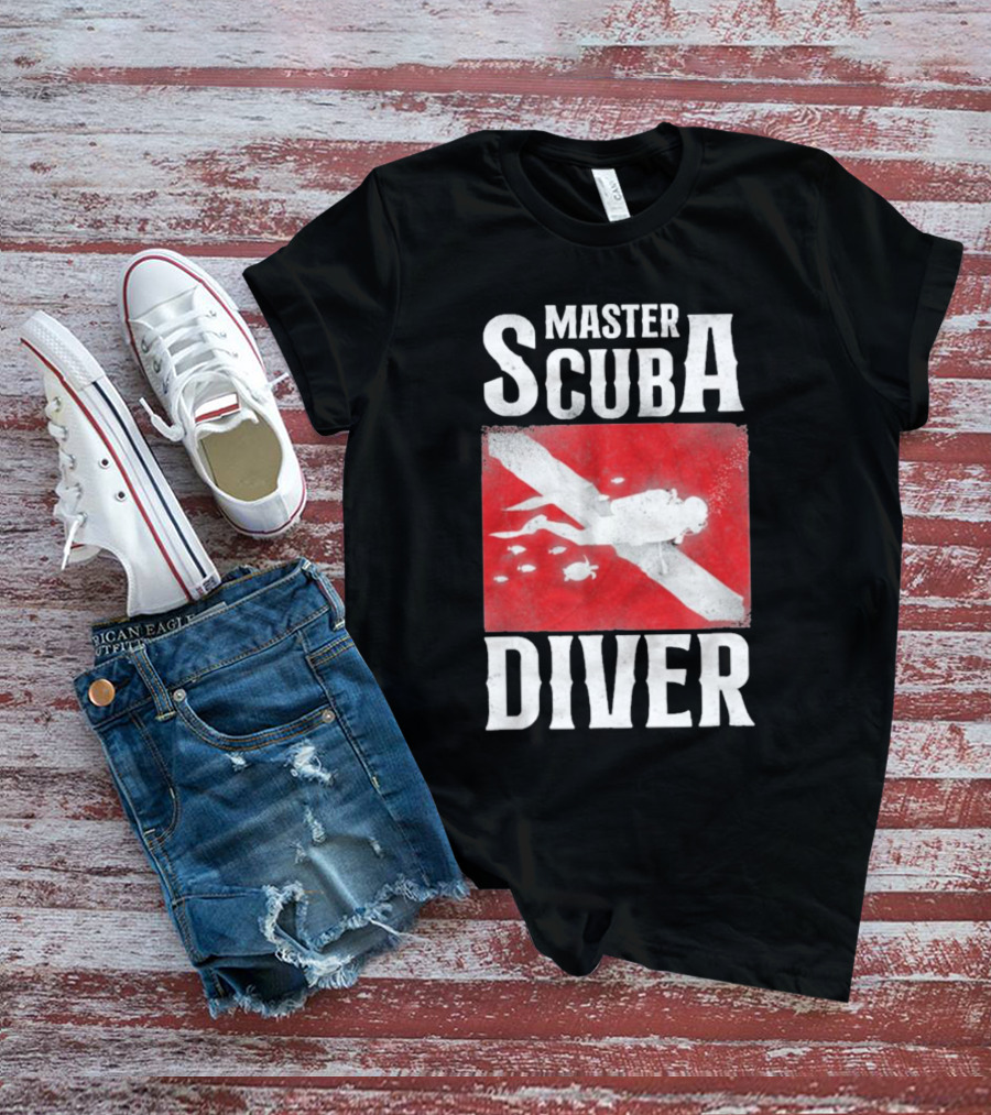 Master Scuba Diver Red Flag Diver Down T-Shirt