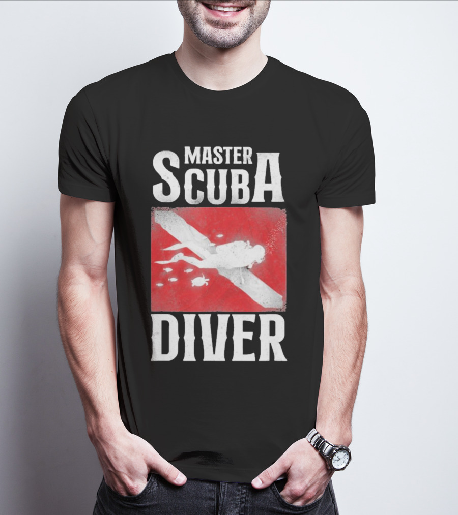 Master Scuba Diver Red Flag Diver Down T-Shirt